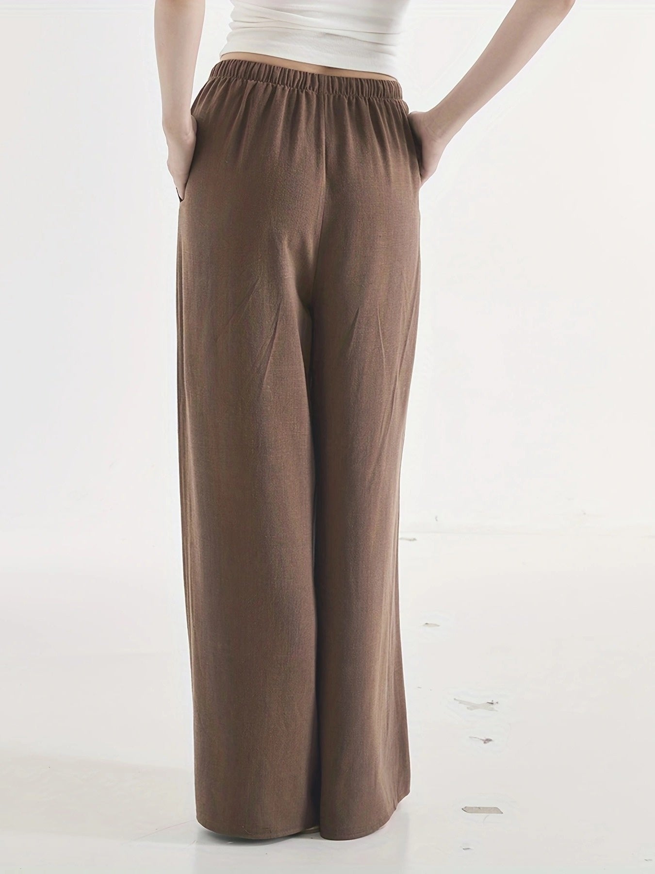 Effortless Linen Wide Leg Pants for Women with High Waist Flowing Relaxed Casual Style
