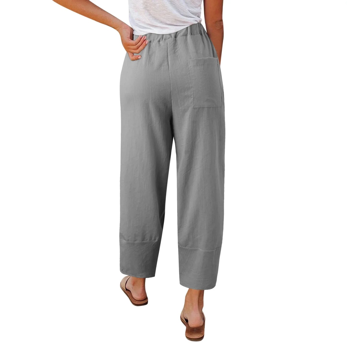 Effortless Linen Pants for Women with High Waist Cropped Wide Leg Relaxed Casual Style