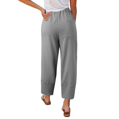 Effortless Linen Pants for Women with High Waist Cropped Wide Leg Relaxed Casual Style