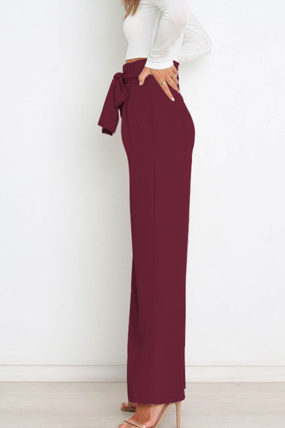 Effortless Wide Leg Pants for Women with High Waist Paperbag Belted Tapered Relaxed Style