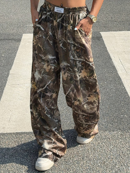 Effortless Camo Pants for Women with High Waist Wide Leg Relaxed Streetwear Style