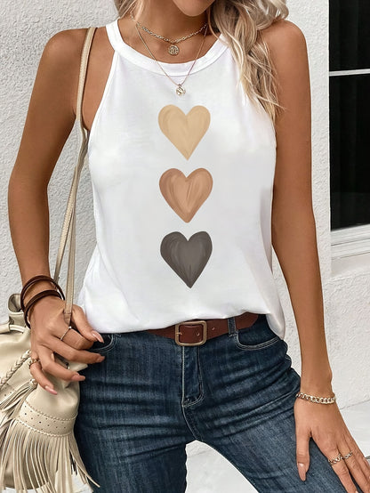 Stylish Blouses for Women with Halter Neck Gradient Heart Print Sleeveless Casual Summer Top Style
