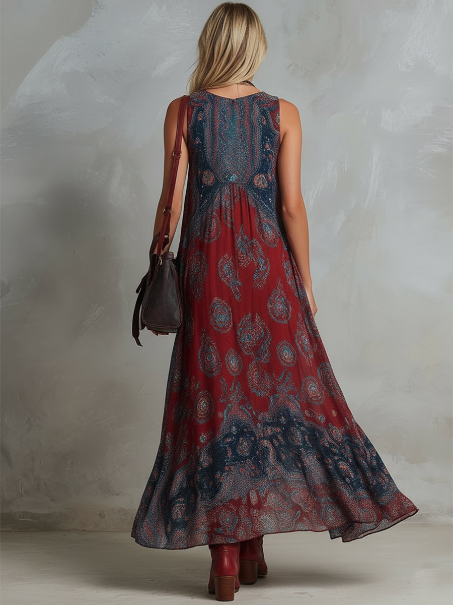 Effortless Floral Maxi Dress for Women with V-Neck Tiered Skirt Casual Summer Style