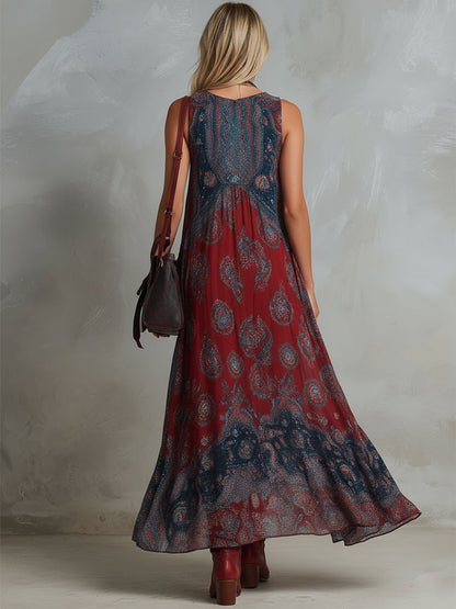 Effortless Floral Maxi Dress for Women with V-Neck Tiered Skirt Casual Summer Style