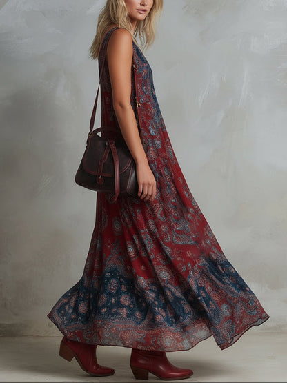 Effortless Floral Maxi Dress for Women with V-Neck Tiered Skirt Casual Summer Style