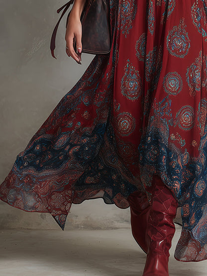 Effortless Floral Maxi Dress for Women with V-Neck Tiered Skirt Casual Summer Style