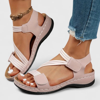 Comfortable Orthopedic Sandals for Women with Elastic Strap Velcro Ankle Open Toe Platform Casual Style