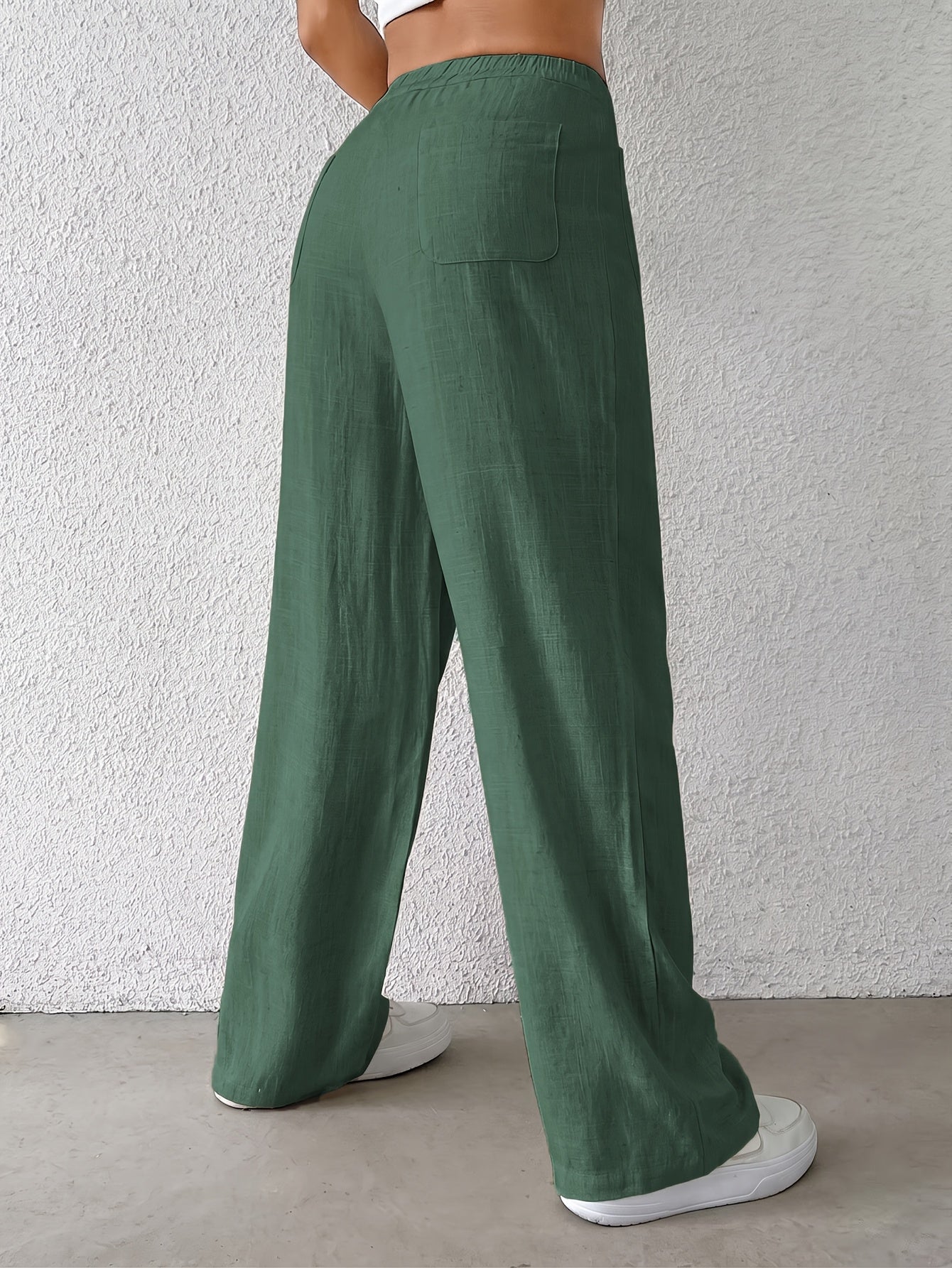 Effortless Linen Wide Leg Pants for Women with High Waist Flowing Relaxed Casual Style