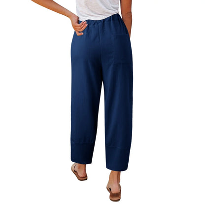 Effortless Linen Pants for Women with High Waist Cropped Wide Leg Relaxed Casual Style