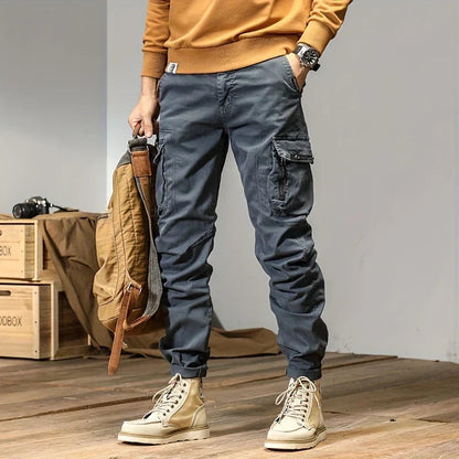 Stylish Cargo Joggers for Men with Tapered Fit Multi Pocket Drawstring Cuffed Street Style