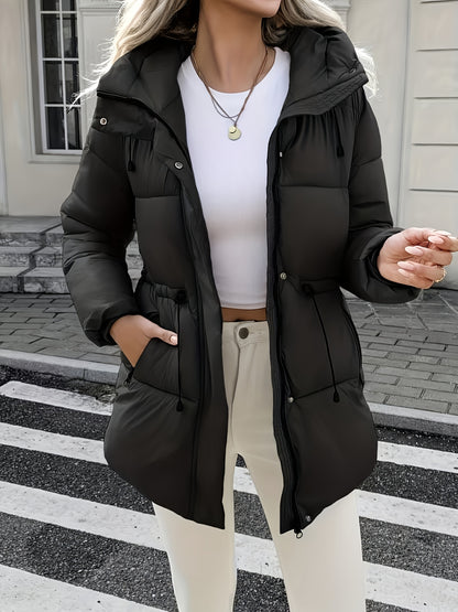Cozy Quilted Bread Ski Jacket for Women with Stand Collar Loose Puffer Warm Winter Style
