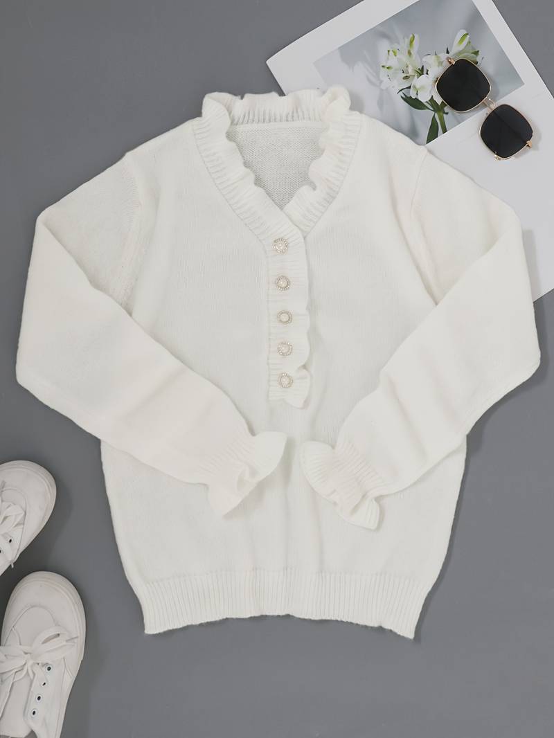 Janice | Ruffle Blouse with Decorative Buttons for Women