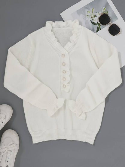 Janice | Ruffle Blouse with Decorative Buttons for Women