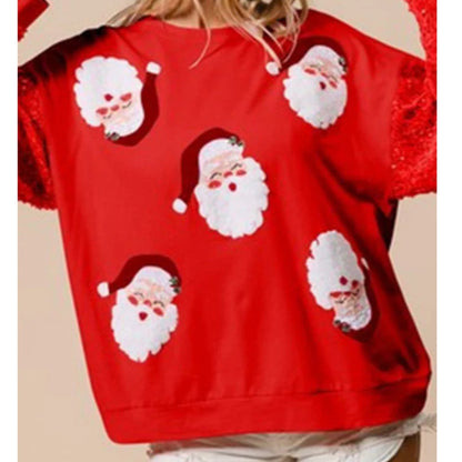 Comfortable Sequin Christmas Tacky Sweater for Women with Crew Neck Long Sleeve Santa Oversized Knit Style