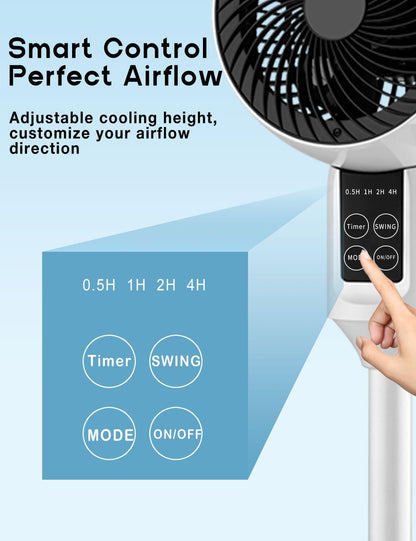 Adjustable Oscillating Stand Fan with 3D Airflow