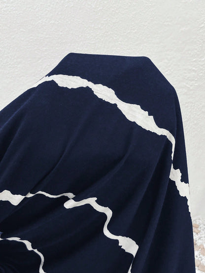 Elegant Navy Blue Tie Dye Maternity Maxi Dress for Women with V Neck Spaghetti Strap Flowing Bohemian Style