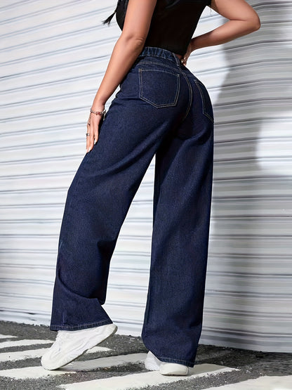 Relaxed Wide Leg Jeans for Women with High Waist Flowing Loose Fit Denim Style