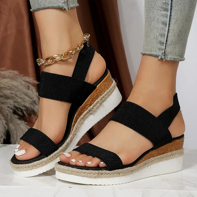 Comfortable Orthopedic Sandals for Women with Chunky Chain Strap Espadrille Platform Style