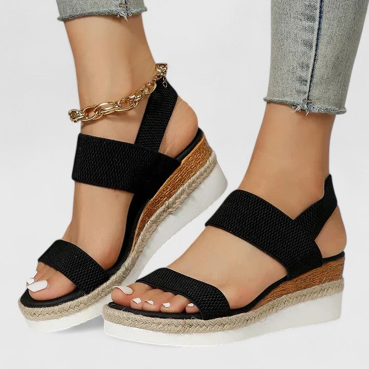 Comfortable Orthopedic Sandals for Women with Elastic Strap Espadrille Wedge Platform Style