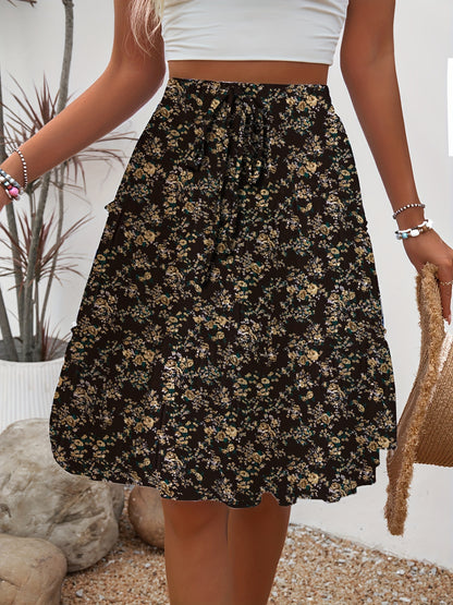 Camille | Stylish Floral Tiered Mini Skirt for Women with Smocked Waist