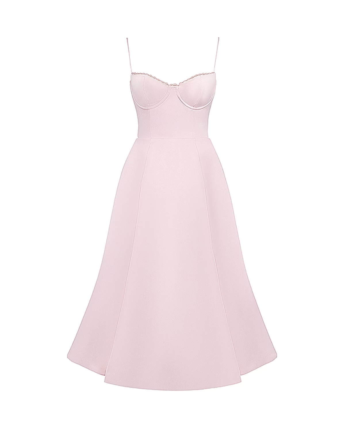 Elegant Bustier Midi Dress for Women with Sweetheart Neckline Spaghetti Strap Tulle Hem Flowing Style