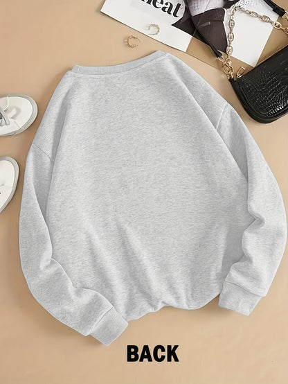 Comfortable Graphic Print Christmas Tacky Sweater for Women with Crew Neck Long Sleeve Oversized Pullover Style