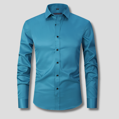 Classic Dress Shirt for Men with Spread Collar Long Sleeve Button Up Slim Fit Business Style