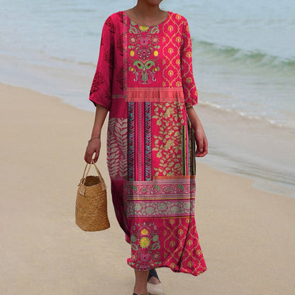 Rose | Effortless Red Casual Maxi Dress for Boho Summer Style