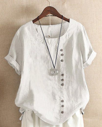 Bella | Women Button Detail Casual Short Sleeve Blouse