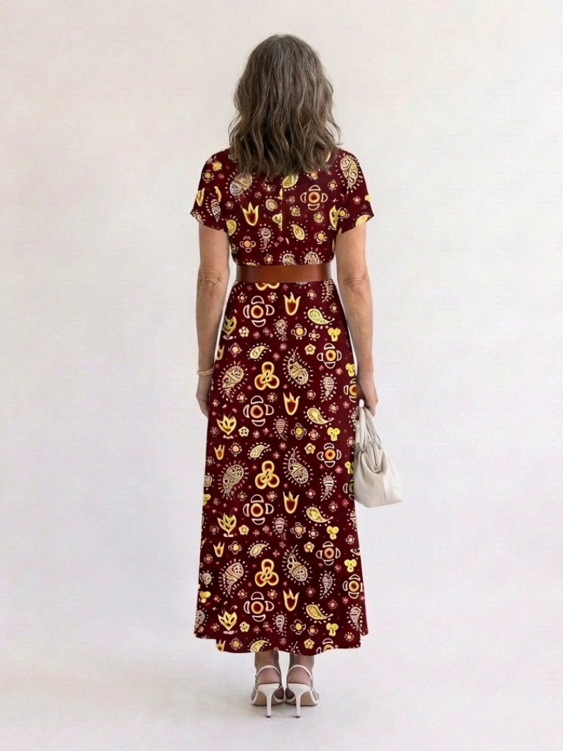 Effortless Floral Mini Dress for Women with V Neck Short Sleeve Belted Flowing Style