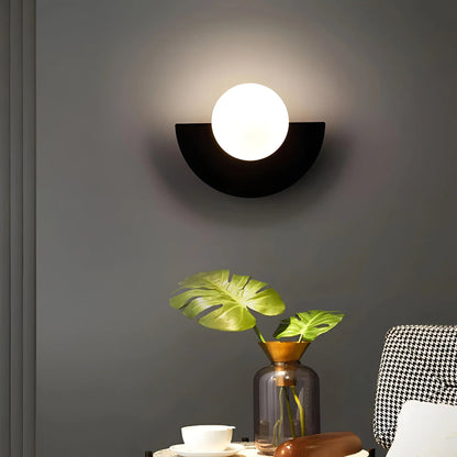 Semicircle Wall Lamp Glass Globe Colorblock Modern Nordic Bedside Sconce Wall Light