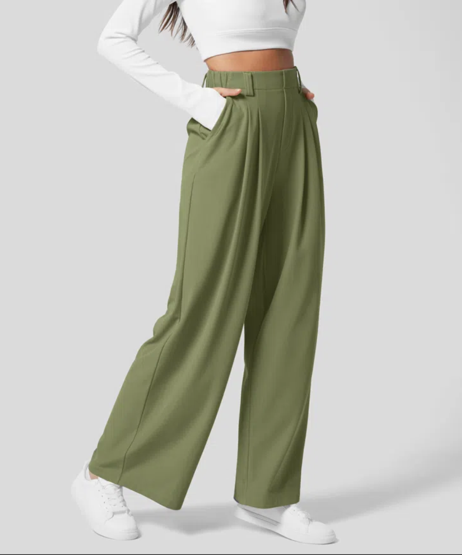 Elegant Wide Leg Pants for Women with High Waisted Pleated Tapered Relaxed Style