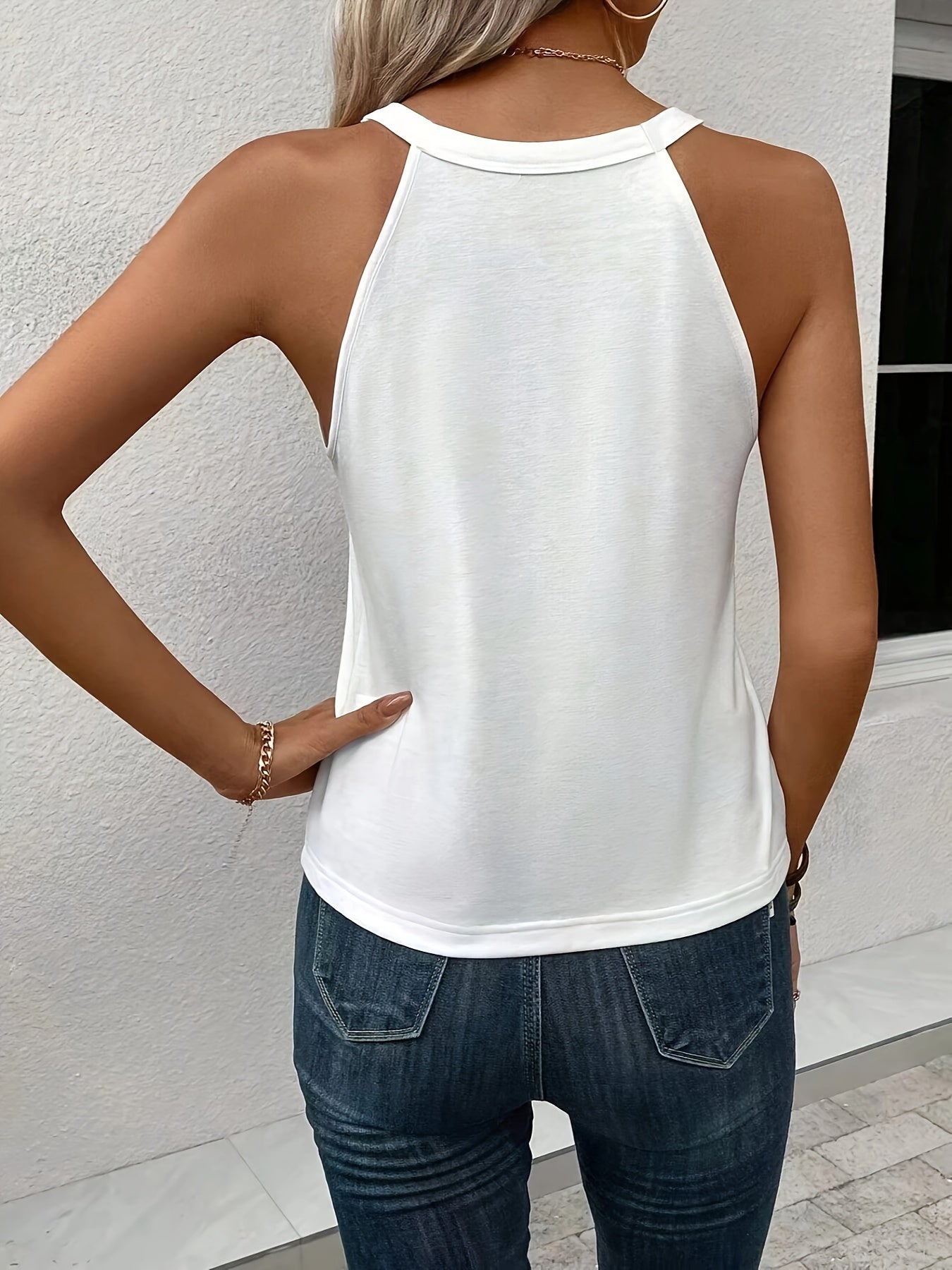 Stylish Blouses for Women with Halter Neck Gradient Heart Print Sleeveless Casual Summer Top Style