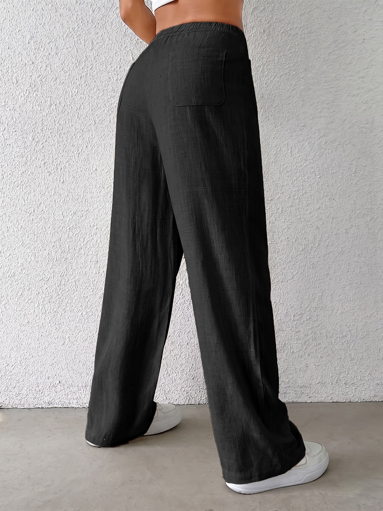 Effortless Linen Wide Leg Pants for Women with High Waist Flowing Relaxed Casual Style