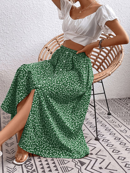 Vivian | Stylish Floral Midi Skirt for Women with Button Front Detail