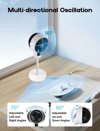 Adjustable Oscillating Stand Fan with 3D Airflow
