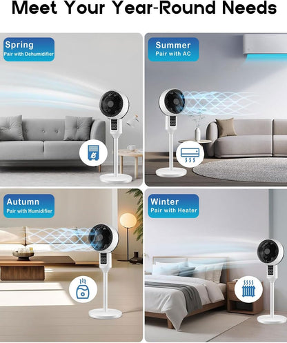 Adjustable Oscillating Stand Fan with 3D Airflow