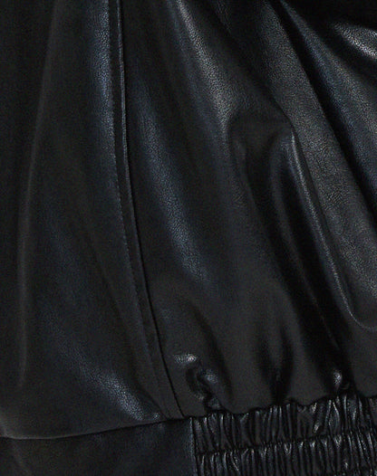 Effortless Faux Leather Jacket for Women with Collared Long Sleeve Oversized Relaxed Style
