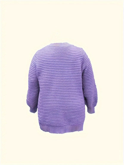 Comfortable Textured Knit Sweater for Women with Mock Neck Long Sleeve Ribbed Cuff Relaxed Oversized Style
