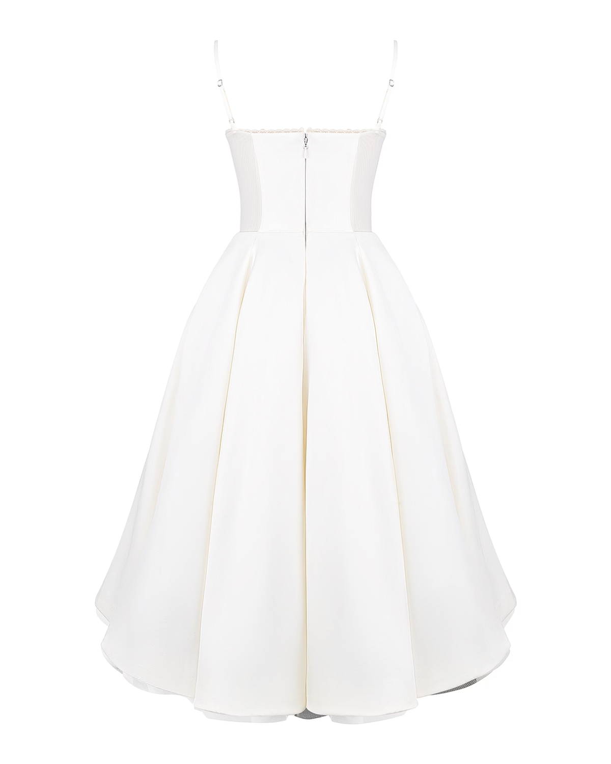 Elegant Bustier Midi Dress for Women with Sweetheart Neckline Spaghetti Strap Tulle Hem Flowing Style