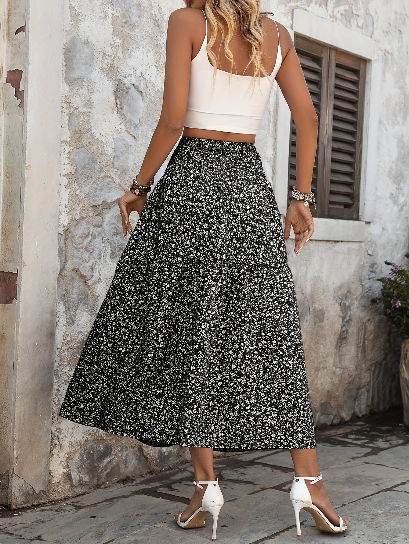 Isabeau | Stylish Floral Maxi Skirt for Women with Smocked High Waist