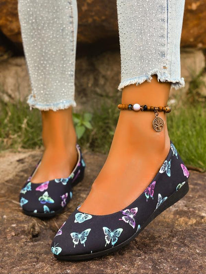 Comfortable Ballet Flats for Women with Round Toe Knit Air Cushioned Breathable Style