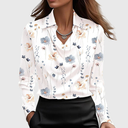 Elegant Satin Long Sleeve Shirt for Women with Cowl Neck Collar Relaxed Silky Style