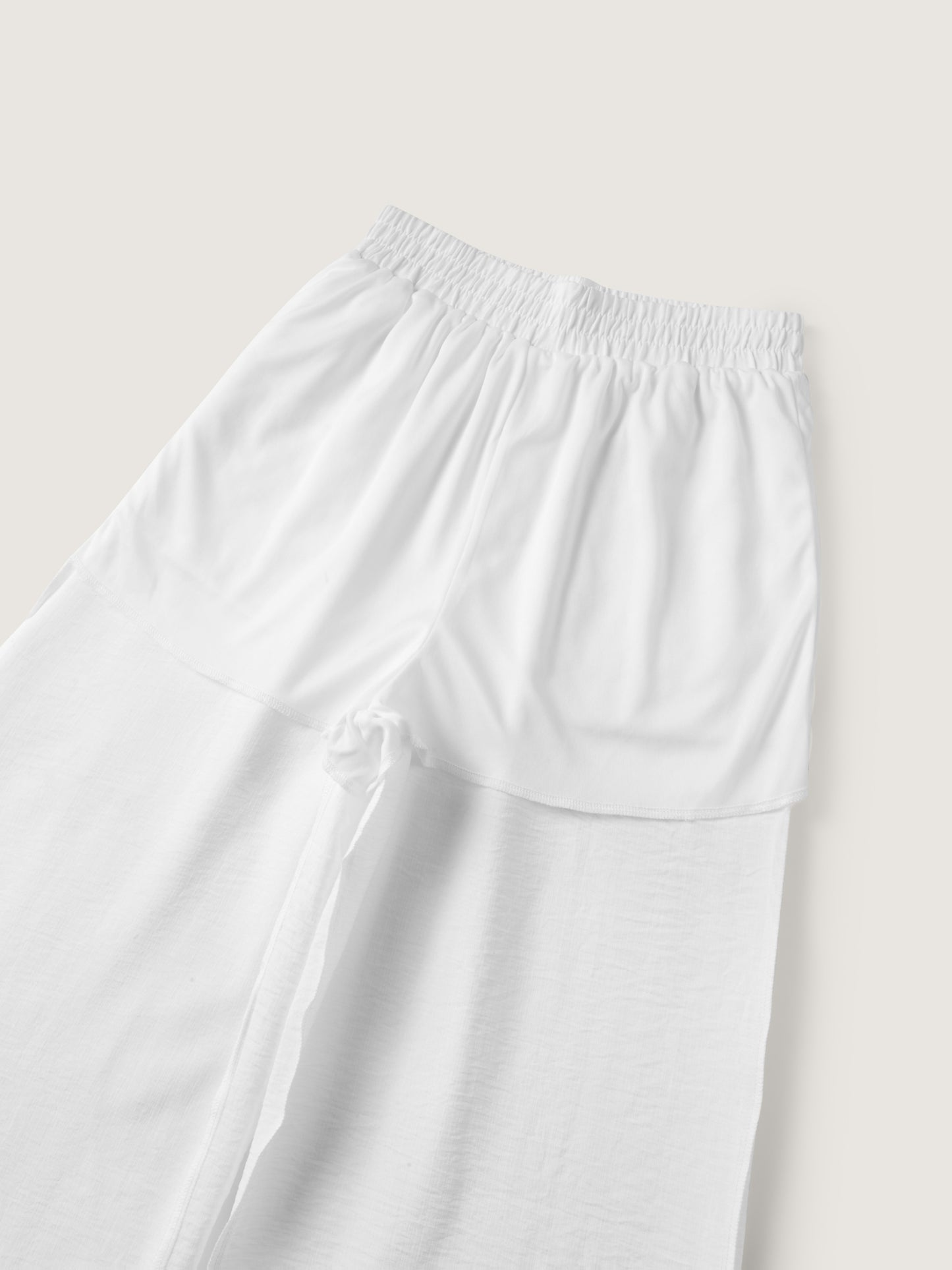 Effortless White Linen Wide Leg Pants for Women with High Waist Drawstring Flowing Casual Style
