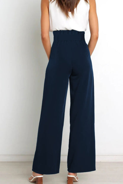 Effortless Wide Leg Pants for Women with High Waist Paperbag Belted Tapered Relaxed Style