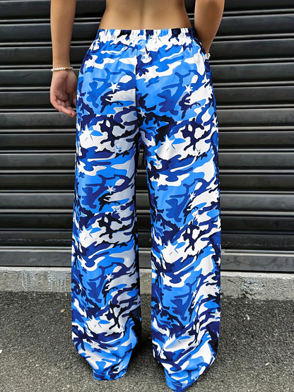 Effortless Camo Pants for Women with High Waist Drawstring Wide Leg Relaxed Streetwear Style