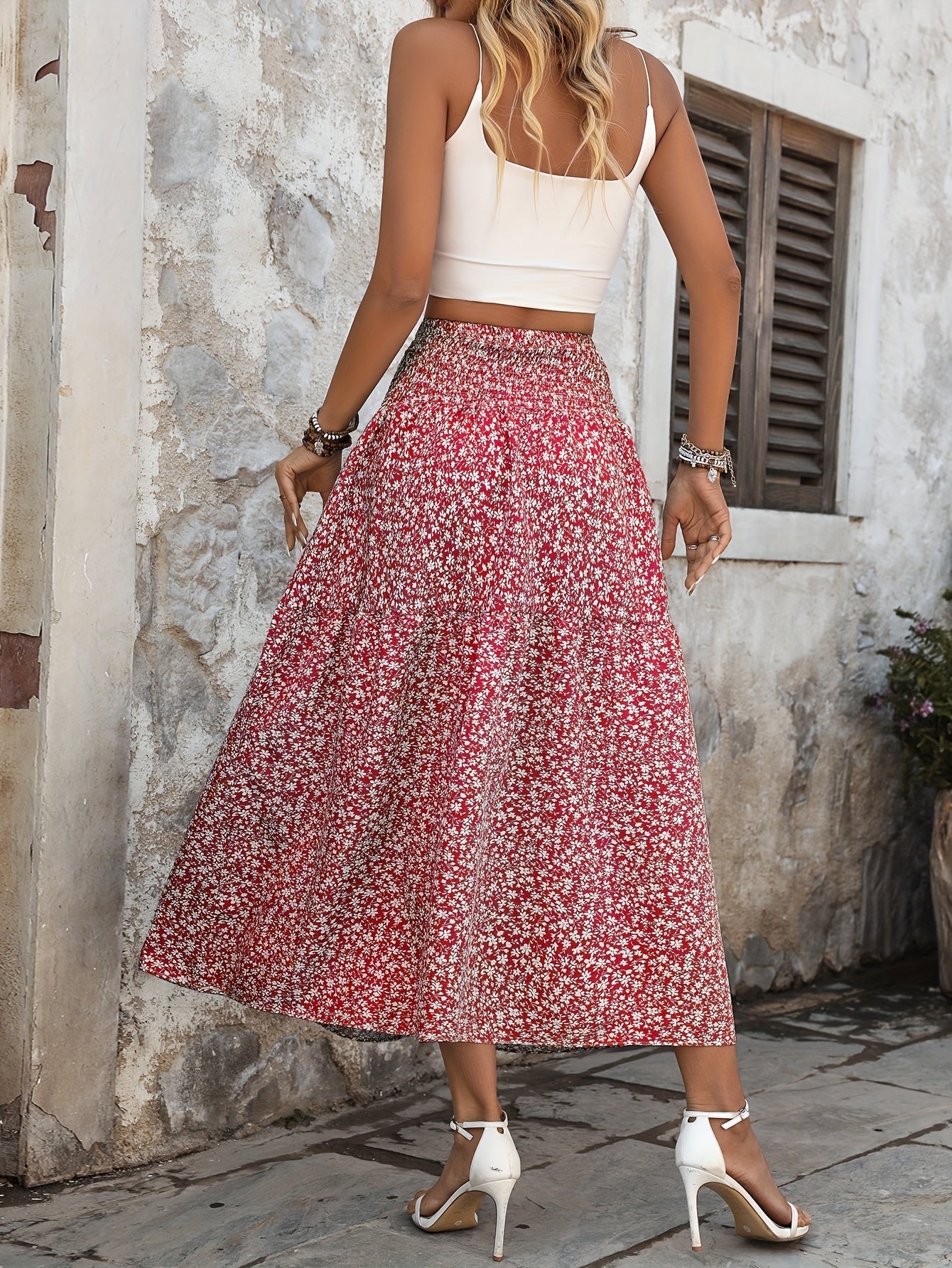 Isabeau | Stylish Floral Maxi Skirt for Women with Smocked High Waist