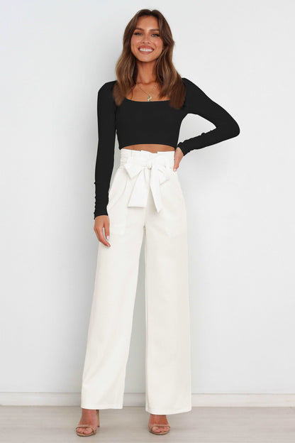 Effortless Wide Leg Pants for Women with High Waist Paperbag Belted Tapered Relaxed Style