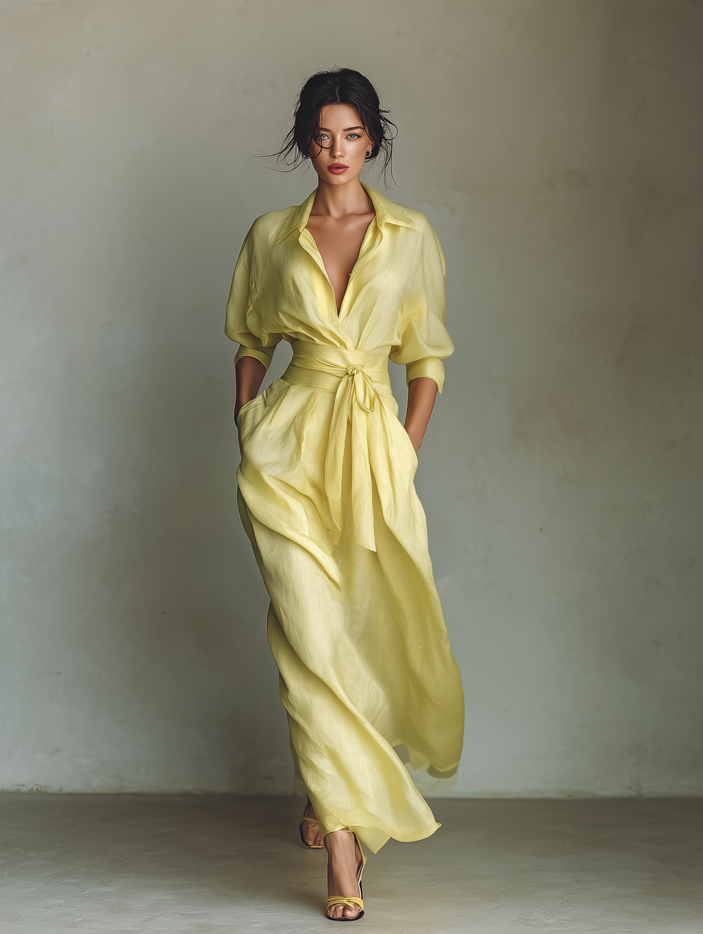 Effortless Ivory Linen Maxi Dress for Women with Crew Neck Asymmetric Hem Sleeveless Casual Summer Style