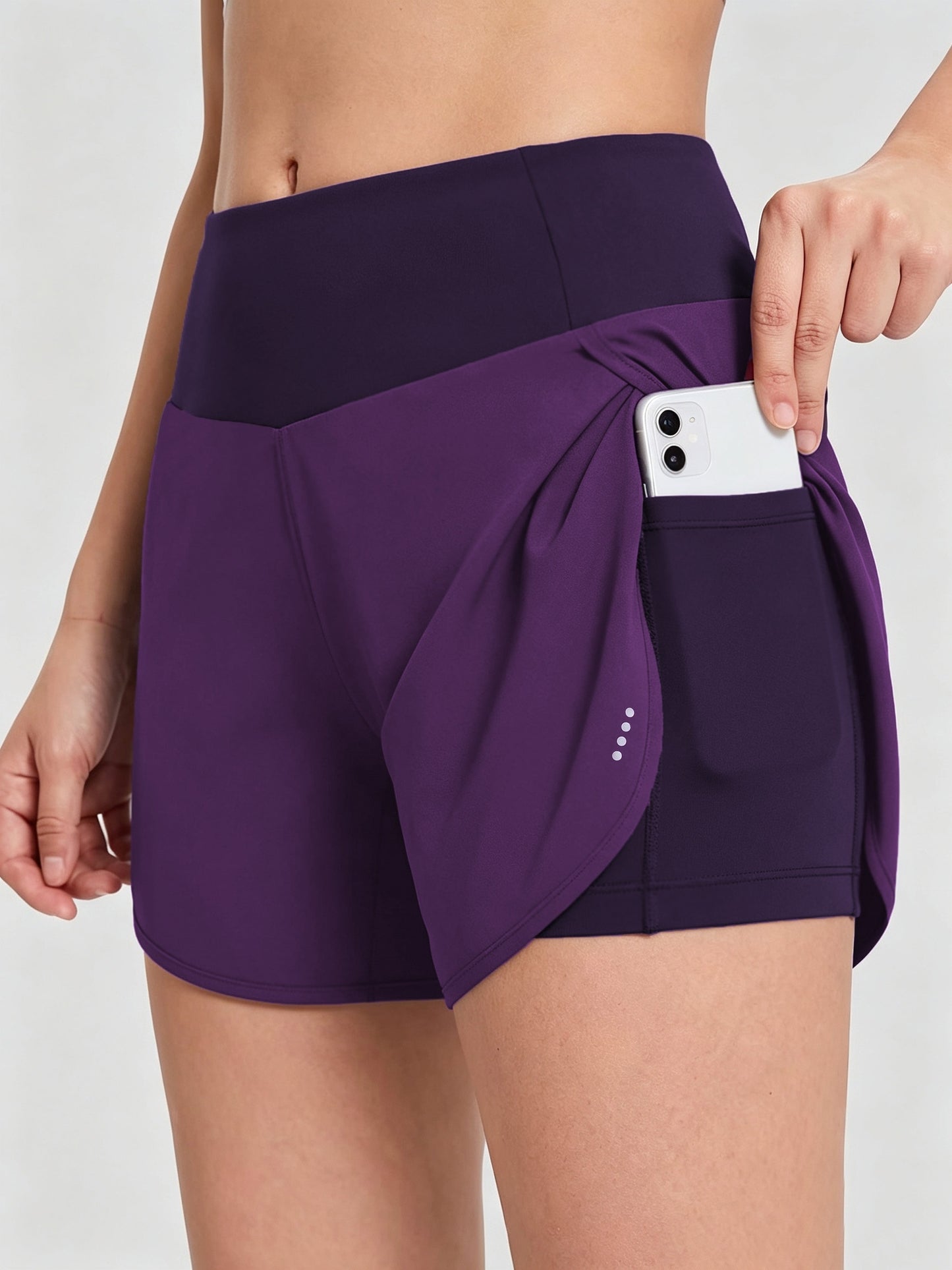 Effortless Running Shorts for Women with High Waist Side Pocket Curved Hem Athletic Style